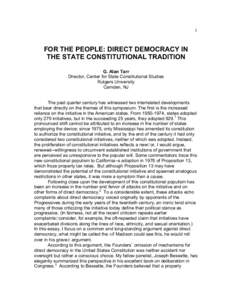 FOR THE PEOPLE: DIRECT DEMOCRACY IN
