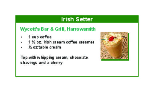 Irish Setter Wycott’s Bar & Grill, Harrowsmith •