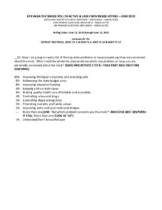EPIC▪MRA STATEWIDE POLL OF ACTIVE & LIKELY NOVEMBER VOTERS – JUNE[removed]FREQUENCY REPORT OF SURVEY RESPONSES – 600 SAMPLE – ERROR ±4.0%] DEM PRIMARY QUESTIONS [400 SAMPLE – ERROR ±4.9%] REP PRIMARY QUESTIONS 