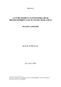 First Draft  COUNTRY STUDIES ON PAST INDUSTRIAL TRADE REFORMS EXPERIENCE AND ECONOMIC IMPLICATIONS  MALAWI CASE STUDY