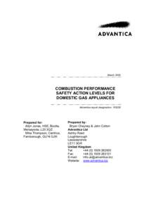 R5205 COMBUSTION PERFORMANCE SAFETY ACTION LEVELS FOR DOMESTIC GAS APPLIANCES