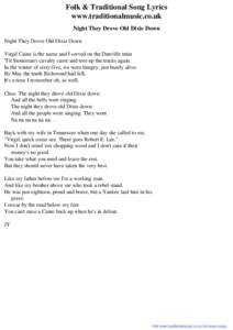 Folk & Traditional Song Lyrics - Night They Drove Old Dixie Down