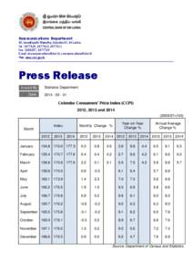 Communications Department 30, Janadhipathi Mawatha, Colombo 01, Sri Lanka. Tel : [removed], [removed], [removed]