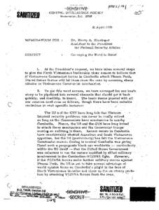 Memorandum from Helms to Kissinger, [removed]