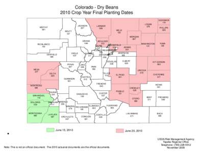 Colorado - Dry Beans 2010 Crop Year Final Planting Dates JACKSON 057  MOFFAT