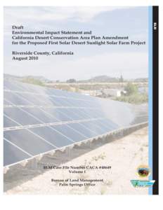 United States / Alternative energy / Energy conversion / Conservation in the United States / Bureau of Land Management / California Environmental Quality Act / Southern California Edison / Renewable energy commercialization / Environmental impact statement / Energy / Environment of the United States / Impact assessment