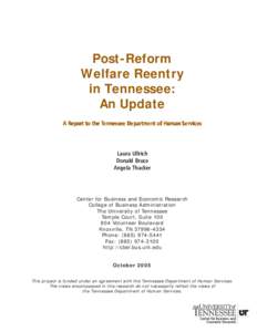 Post-Reform Welfare Reentry in Tennessee: An UPdate