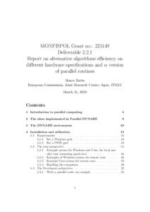 MONFISPOL Grant no.: DeliverableReport on alternative algorithms efficiency on different hardware specifications and α version of parallel routines Marco Ratto