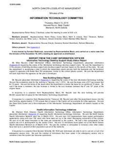 [removed]NORTH DAKOTA LEGISLATIVE MANAGEMENT Minutes of the  INFORMATION TECHNOLOGY COMMITTEE