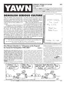 YAWN  SPORADIC CRITIQUE OF CULTURE November 3, 1989  Nº5