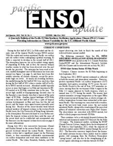 3rd Quarter, 2012 Vol. 18, No. 3  ISSUED: July 31st, 2012 A Quarterly Bulletin of the Pacific El Niño/Southern Oscillation Applications Climate (PEAC) Center Providing Information on Climate Variability for the U.S.-Aff