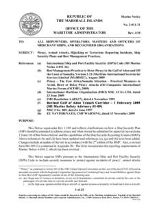 REPUBLIC OF THE MARSHALL ISLANDS Marine Notice No