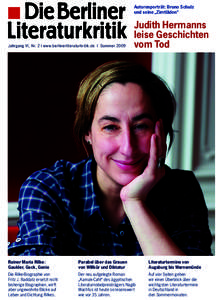 y DieBerliner  Literaturkritik Jahrgang VI, Nr. 2 | www.berlinerliteraturkritik.de | SommerAutorenporträt: Bruno Schulz