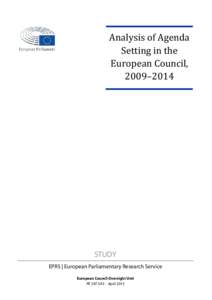 Analysis of Agenda Setting in the European Council, 2009–2014  STUDY