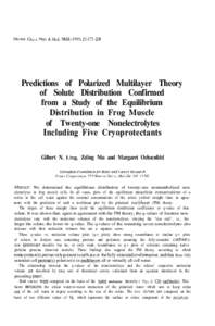 Physiol. Chem. Phys. & Med. NMR[removed]:[removed]Predictions of Polarized Multilayer Theory of Solute Distribution Confirmed from a Study of the Equilibrium Distribution in Frog Muscle