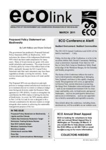 ecolink  NEWSLETTER OF THE ENVIRONMENT AND CONSERVATION ORGANISATIONS OF NEW ZEALAND MARCH 2011 Proposed Policy Statement on