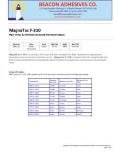 MagnaTac F-310 High temp. & chemical resistant thermoset epoxy Viscosity 3000 cps