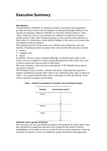 Executive Summary Introduction Council Directive[removed]EC on ambient air quality assessment and management provides the framework for the development of subsequent Daughter Directives on specific air pollutants. Directiv