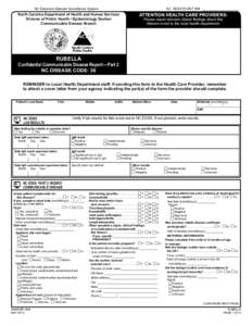 Rubella Confidential Communicable Disease Report - Part 2