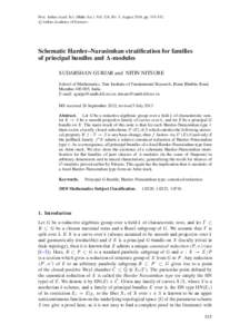 Proc. Indian Acad. Sci. (Math. Sci.) Vol. 124, No. 3, August 2014, pp. 315–332. c Indian Academy of Sciences  Schematic Harder–Narasimhan stratification for families of principal bundles and -modules