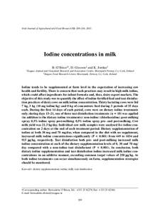 Irish Journal of Agricultural and Food Research 52: 209–216, 2013  Iodine concentrations in milk B. O’Brien1†, D. Gleeson1 and K. Jordan2 1Teagasc Animal