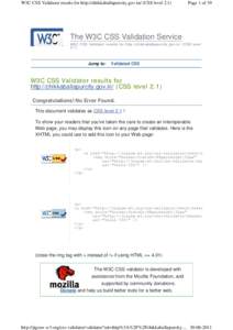 W3C CSS Validator results for http://chikkaballapurcity.gov.in/ (CSS level[removed]Page 1 of 39 The W3C CSS Validation Service W 3C C S S V a li da t o r re su lt s fo r h tt p ://ch i kka b al la p u rcit y.g o v.in / (C 
