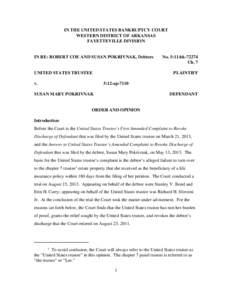 Business / Debt / Bankruptcy in the United States / Bankruptcy / Adversary proceeding in bankruptcy / United States Trustee Program / Trustee / Debtor / Chapter 7 /  Title 11 /  United States Code / United States bankruptcy law / Law / Insolvency