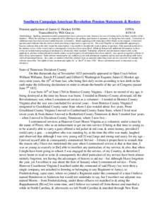 Southern Campaign American Revolution Pension Statements & Rosters Pension application of James G. Hooker S4386 Transcribed by Will Graves f19VA[removed]