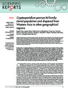 OPEN SUBJECT AREAS: EPIDEMIOLOGY PARASITE EVOLUTION GENETIC VARIATION