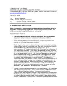 CONCORD PUBLIC SCHOOLS CONCORD-CARLISLE REGIONAL SCHOOL DISTRICT 120 MERIAM ROAD CONCORD, MA[removed]PHONE: [removed]FAX: [removed]www.concordpublicschools.net February 14, 2014 TO: