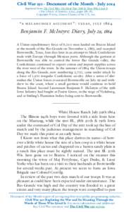 Civil War 150 · Document of the Month · July 2014 Reprinted from The Civil War: The Final Year Told by Those Who Lived It (The Library of America, 2014), pages 280–82. Copyright © 2014 Literary Classics of the U.S.,
