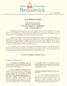 Law Reform Notes - #16 - April 2002