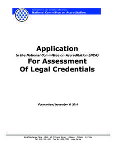 Federation of Law Societies of Canada  National Committee on Accreditation Application to the National Committee on Accreditation (NCA)