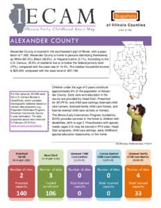 Snapshots of Illinois Counties (revALEXANDER COUNTY Alexander County is located in the southwestern part of Illinois, with a population of 7,492. Alexander County is home to persons identifying themselves