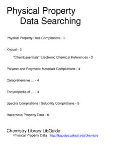 Physical Property Data Searching Physical Property Data Compilations - 2 Knovel - 3 