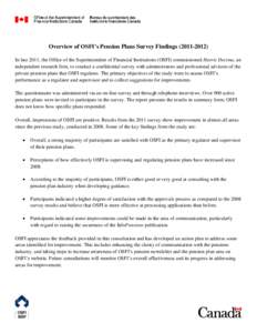 Overview of OSFI’s Pension Plans Survey Findings[removed])