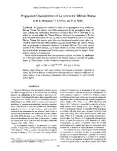 Bulletin of the Seismological Society of America, Vol. 86, No. 2, pp, AprilPropagation Characteristics of Lg across the Tibetan Plateau