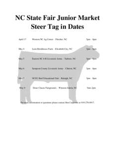 NC State Fair Junior Market Steer Tag in Dates April 17 Western NC Ag Center – Fletcher, NC