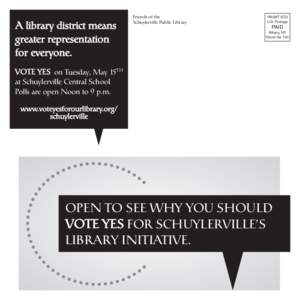 A library district means greater representation for everyone. Friends of the Schuylerville Public Library