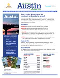 Austin | Bastrop | Buda | Cedar Park | Elgin | Georgetown | Hutto | Jarrell | Kyle | Leander | Lockhart | Luling | Manor | Pflugerville | Rollingwood | Round Rock | San Marcos | Taylor  Austin THE GREATER  Newcomer Guide