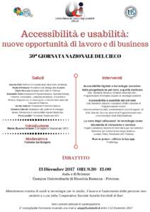 Accessibilità e usabilità:  nuove opportunità di lavoro e di business 59ª GIORNATA NAZIONALE DEL CIECO  Saluti