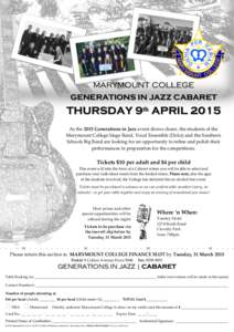 -  MARYMOUNT COLLEGE GENERATIONS IN JAZZ CABARET  THURSDAY 9th APRIL 2015
