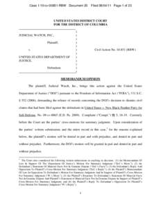 Case 1:10-cv[removed]RBW Document 20  Filed[removed]Page 1 of 23 UNITED STATES DISTRICT COURT FOR THE DISTRICT OF COLUMBIA