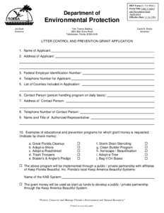 LITTER CONTROL AND PREVENTION GRANT APPLICATION[removed]Forms - Waste Management - Florida DEP - [716_4.pdf]