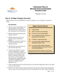 Retirement Plan for Michael David and Elizabeth Romaine Fuller December 16, 2010  Plan #1: No Major Changes (Overview)