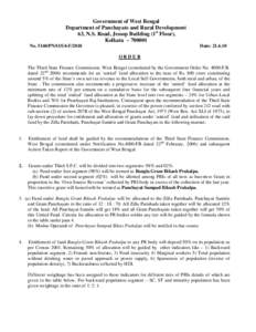 Government of West Bengal Department of Panchayats and Rural Development 63, N.S. Road, Jessop Building (1st Floor), Kolkata – [removed]No[removed]PN/O/I/4-F/2010