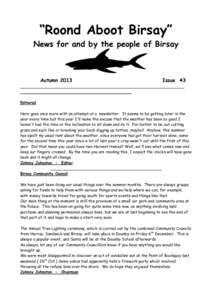 “Roond Aboot Birsay” News for and by the people of Birsay AutumnIssue 43