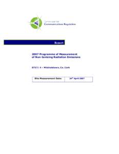 ReportProgramme of Measurement of Non-Ionising Radiation Emissions – Mitchelstown, Co. Cork