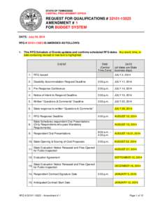 STATE OF TENNESSEE CENTRAL PROCUREMENT OFFICE REQUEST FOR QUALIFICATIONS # [removed]AMENDMENT # 1 FOR BUDGET SYSTEM