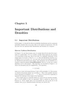 Chapter 5  Important Distributions and